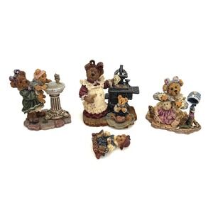 Boyds Bears and Friends Resin Figurine Lot 4pc Bearstone Collection Vintage